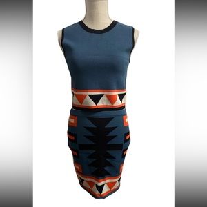 RACHEL ROY - South Western Aztec Skirt Outfit Crop Top Sleeveless Size S NWOT